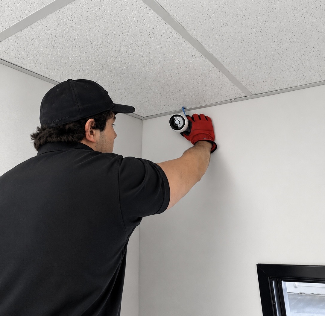PoE security camera installed for network video coverage